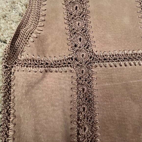VTG DEADSTOCK SCULLY Leather Vest Button Up Intricate Knit Women’s Button Top - Picture 6 of 13